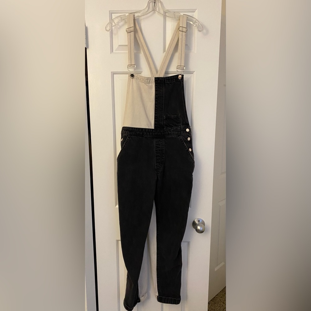 Guess Denim Overalls, Black and Cream, Size 27 (Small)